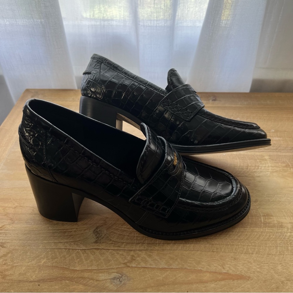 Veronica Beard Women's Croco Penny 70 Loafer High Heel Pumps New - Picture 3 of 9